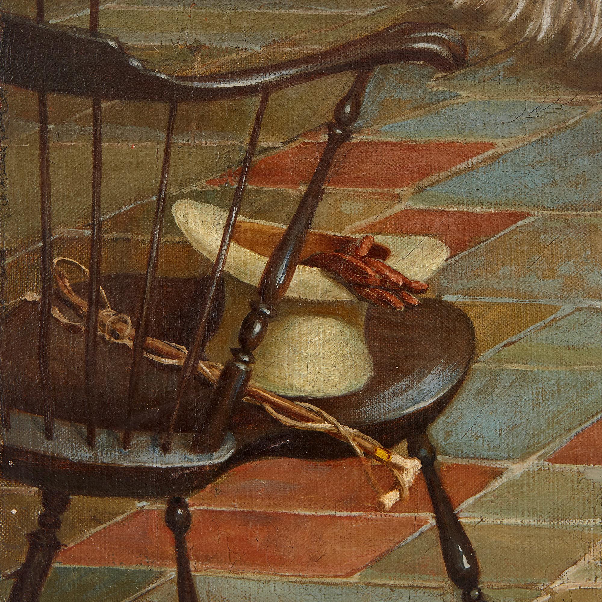 Gruppenporträt nach der Jagd, Öl auf Leinwand (Braun), Interior Painting, von John Alfred Mohlte