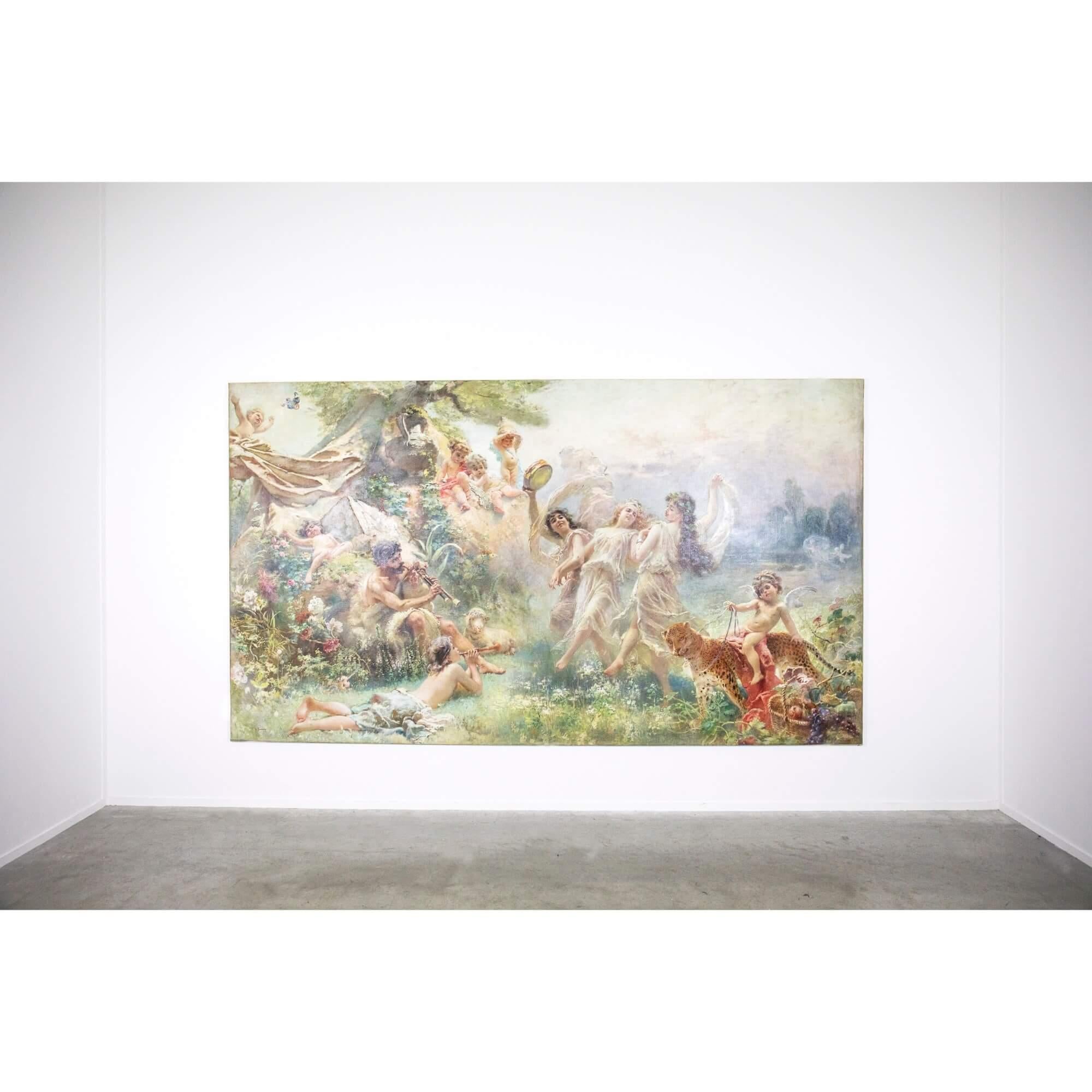 'Happy Arcadia' large mythological oil painting by Makovsky  - Painting by Konstantin Egorovich Makovsky