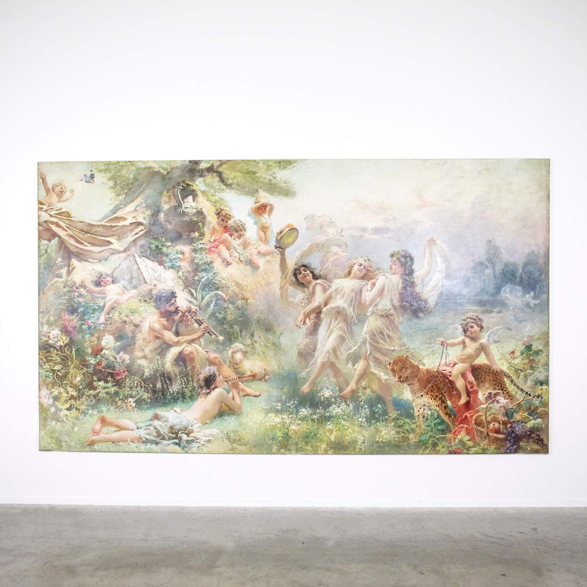 'Happy Arcadia' large mythological oil painting by Makovsky  - Gray Landscape Painting by Konstantin Egorovich Makovsky