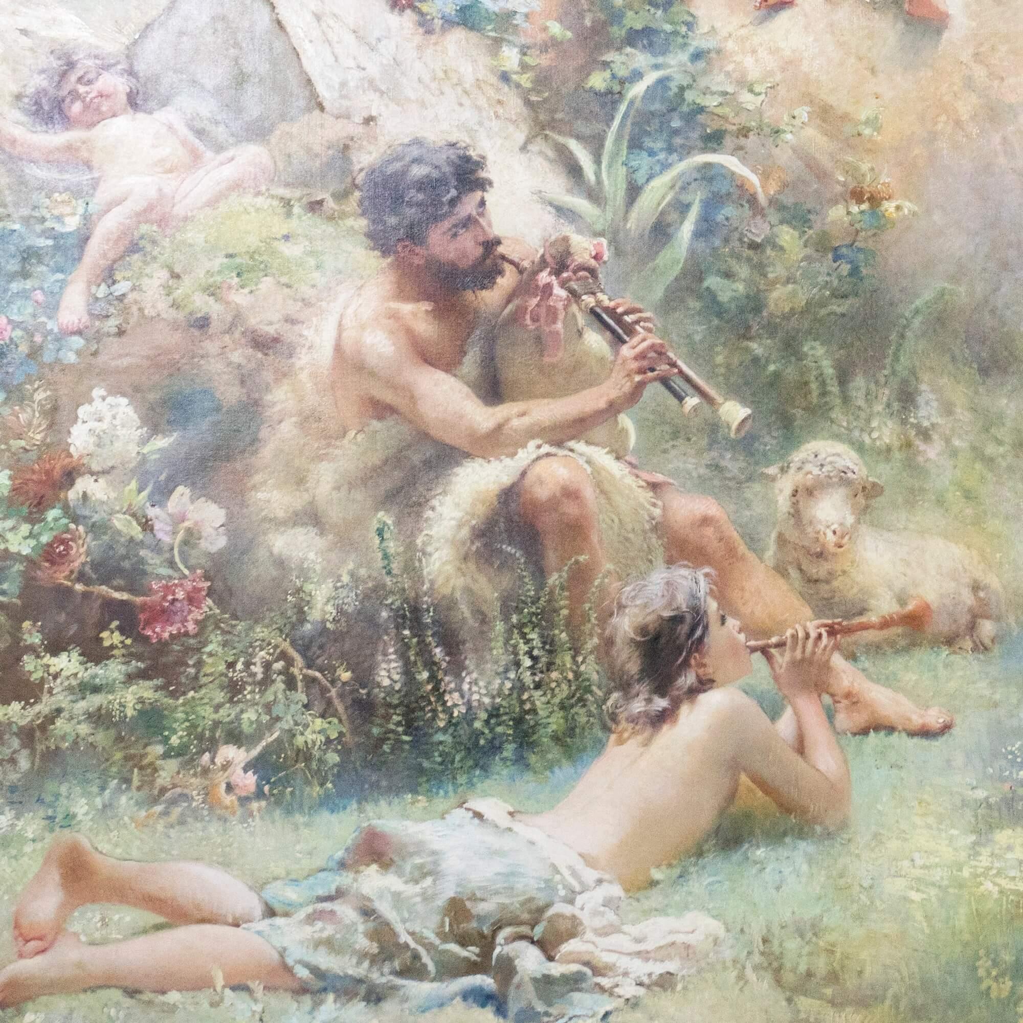 'Happy Arcadia' large mythological oil painting by Makovsky  - Academic Painting by Konstantin Egorovich Makovsky