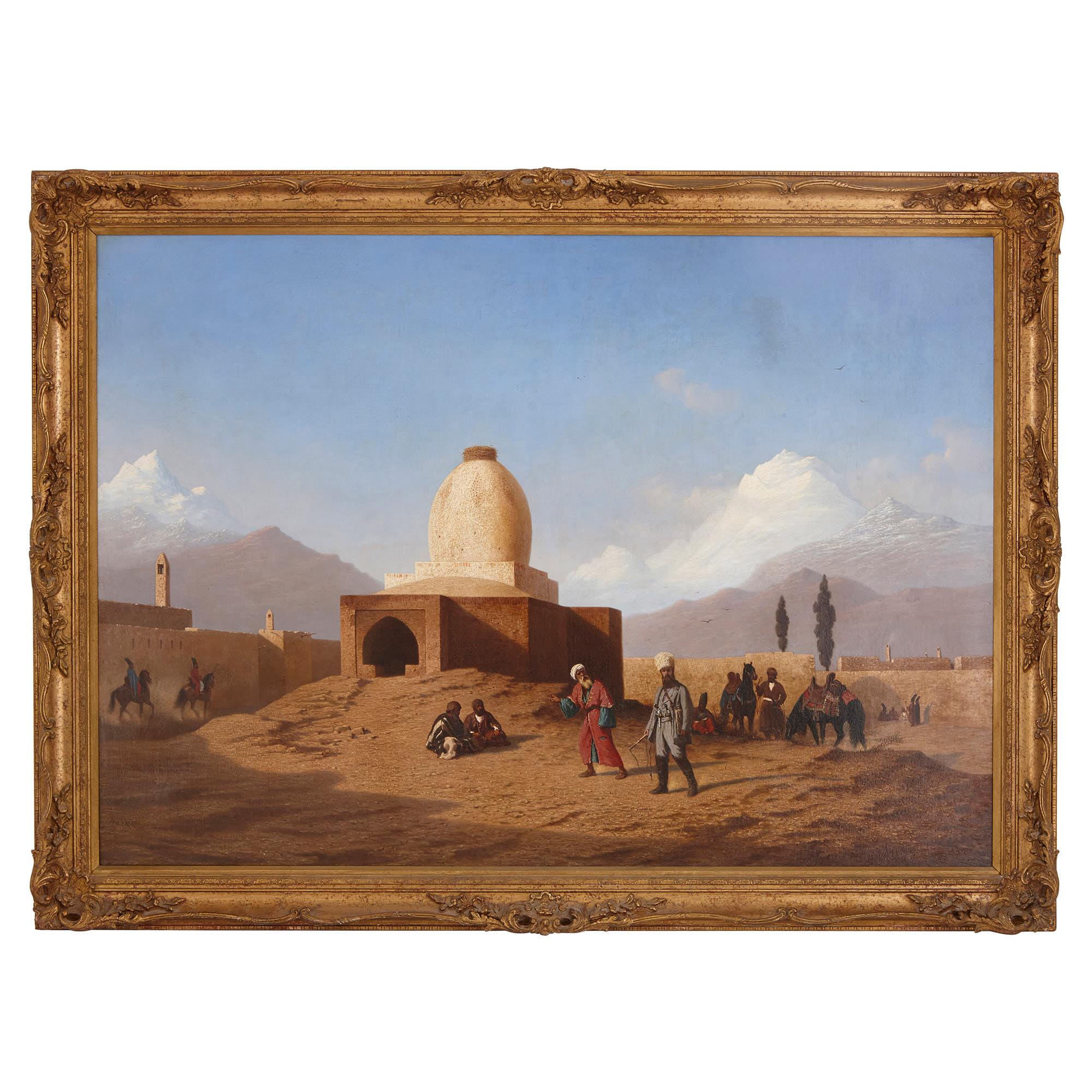 Orientalist oil painting in giltwood frame by Frère