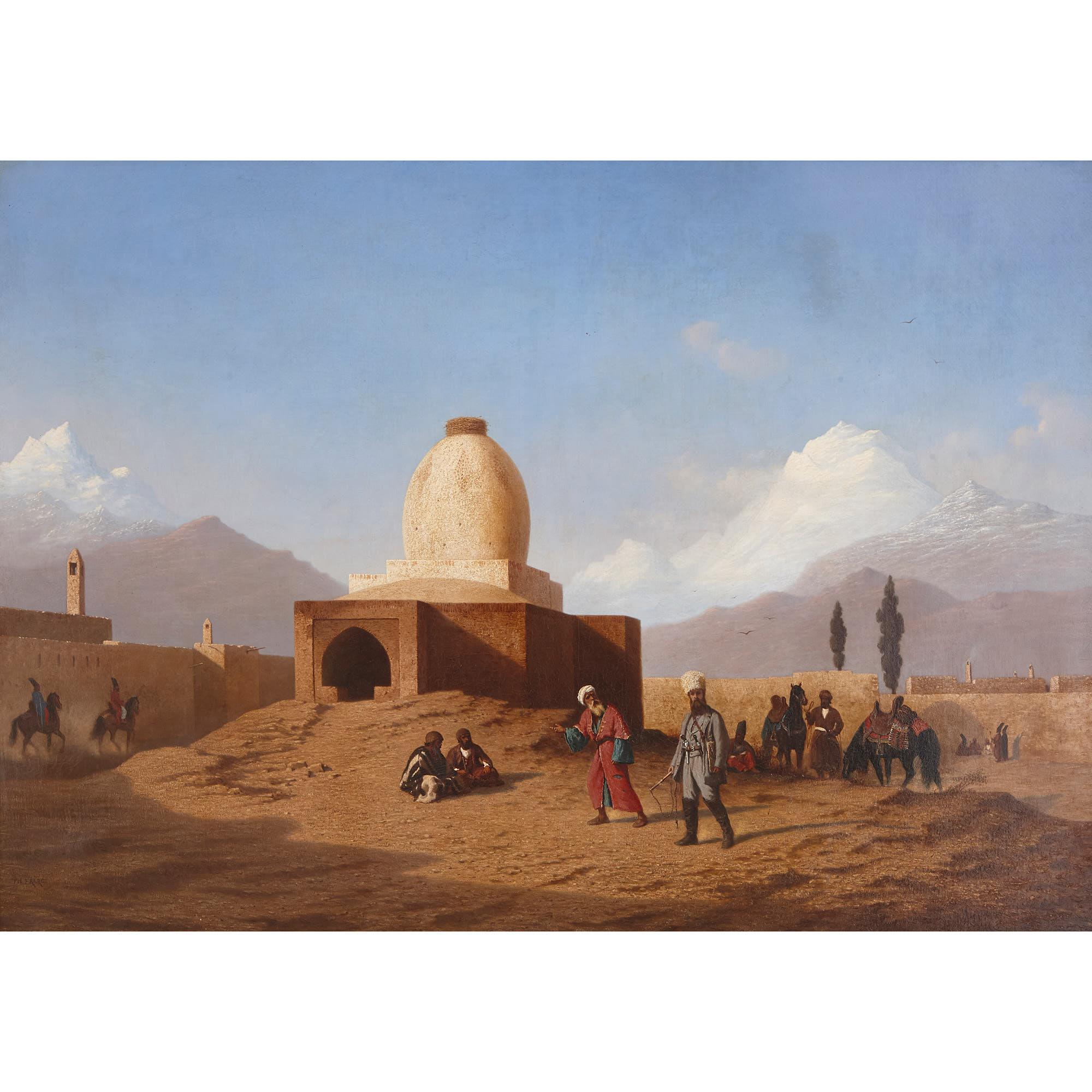 Orientalist oil painting in giltwood frame by Frère - Painting by Charles-Theodore Frere