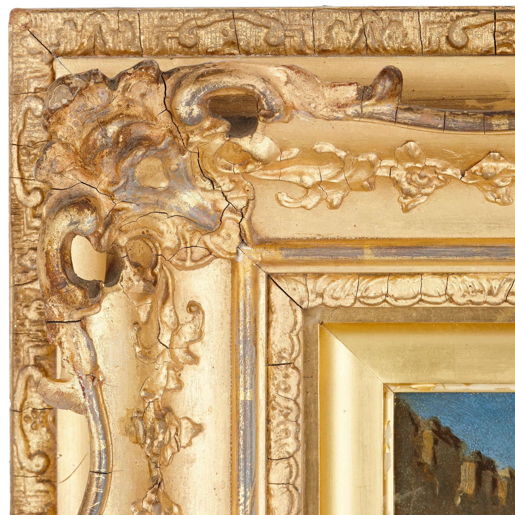 Oil on panel painting of market in giltwood frame by Eeckhout  - Naturalistic Painting by Victor Eeckhout
