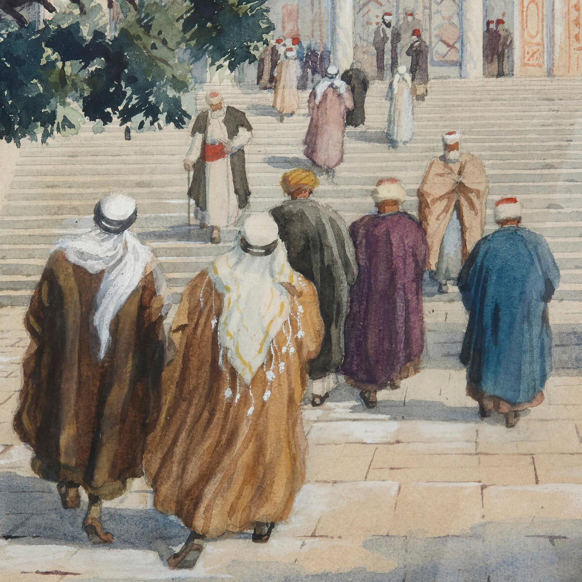 Orientalist watercolour of the Dome of the Rock by Hans Aescher For Sale 1