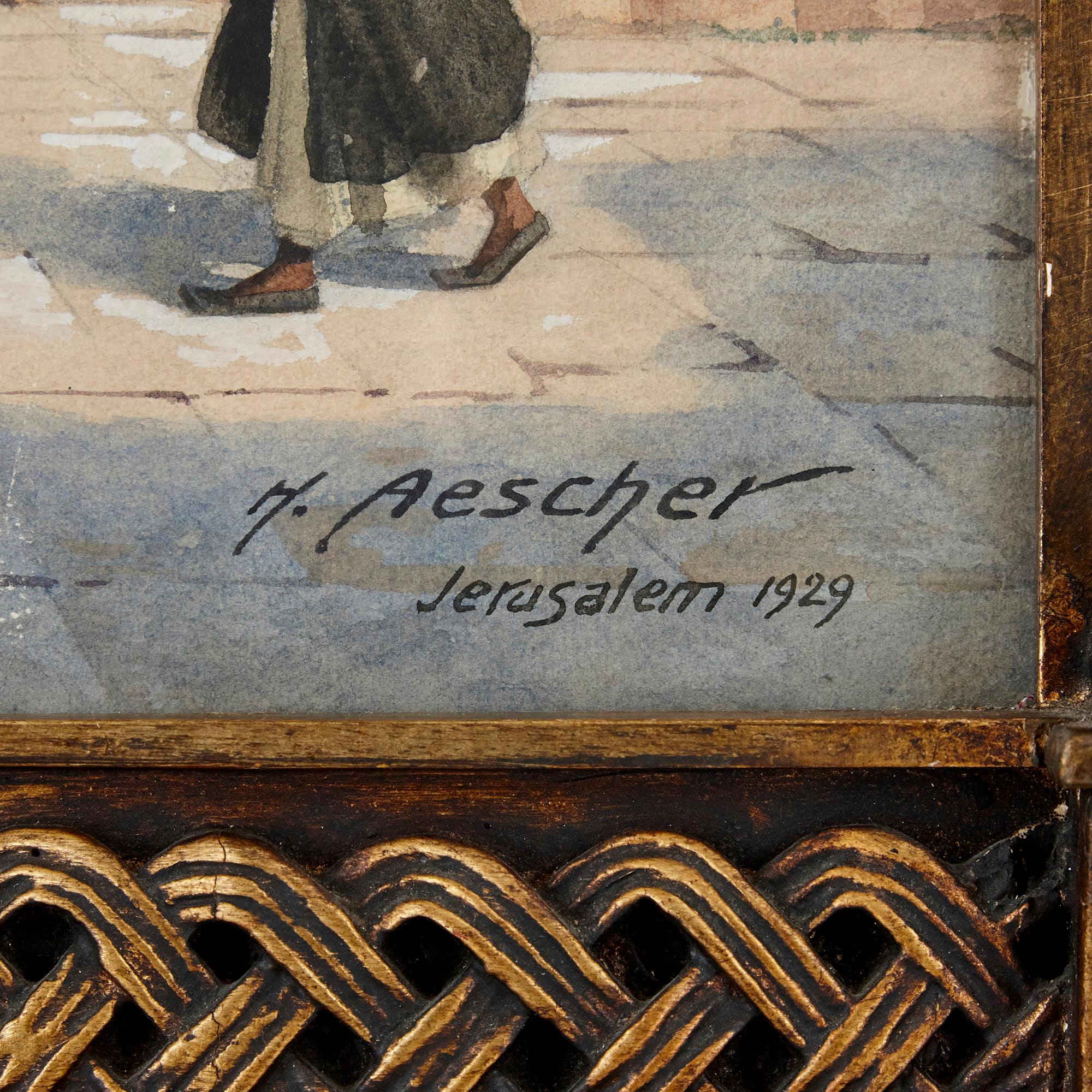 Orientalisches Aquarell des Dome of the Rock von Hans Aescher im Angebot 5