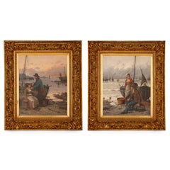 Set of two oil paintings of fishermen by F. Hörde