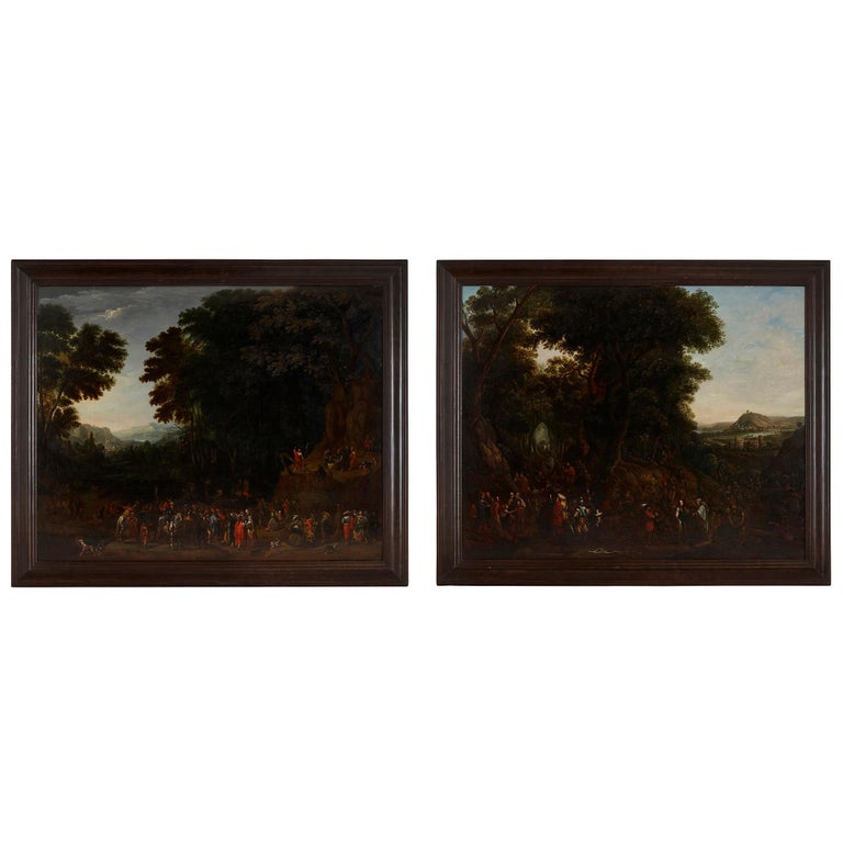 Johannes Jakob Hartmann - Two oil on panel Old Master landscape ...