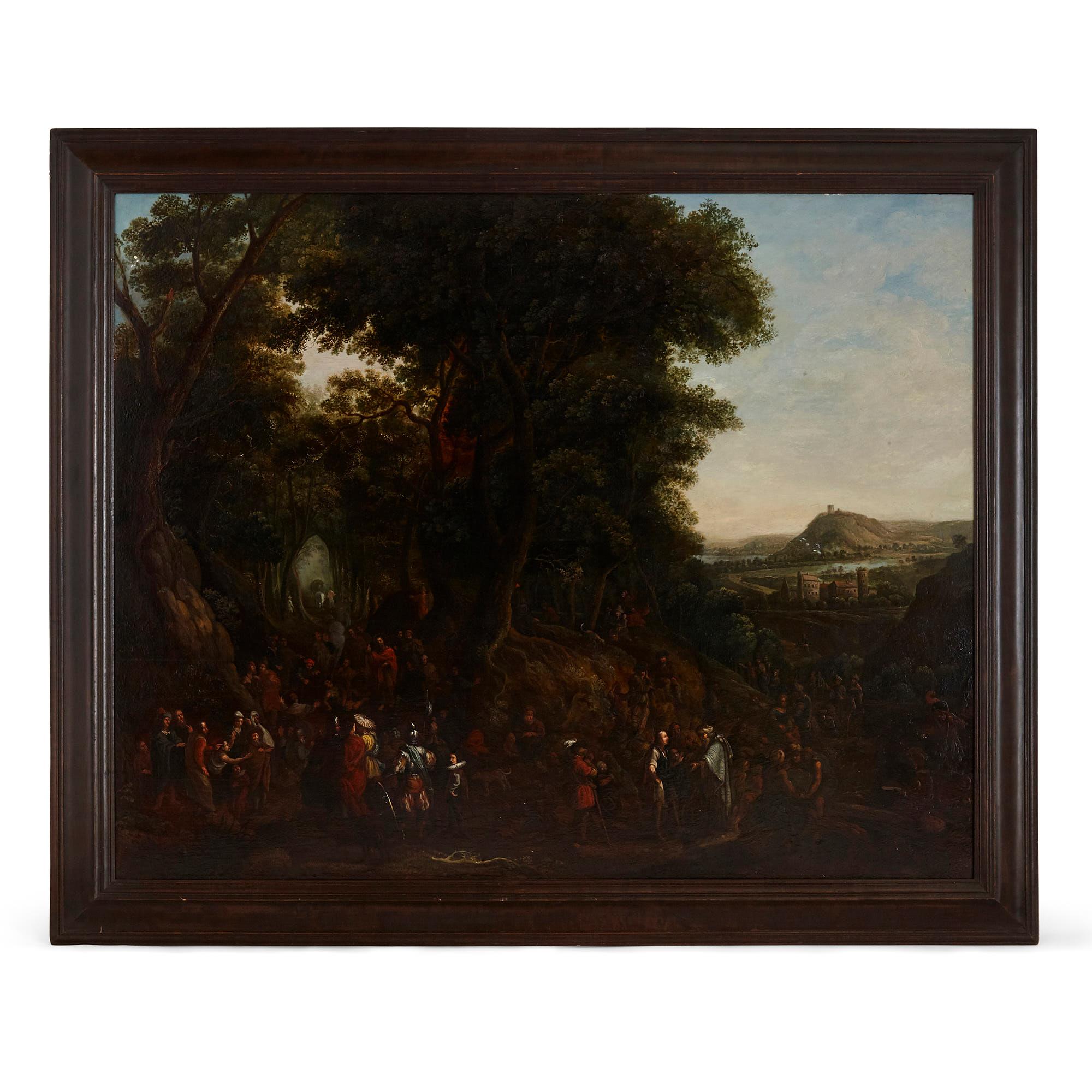 Alte Meister-Landschaftsgemälde in Öl auf Tafel von Johannes Jakob Hartmann im Angebot 1