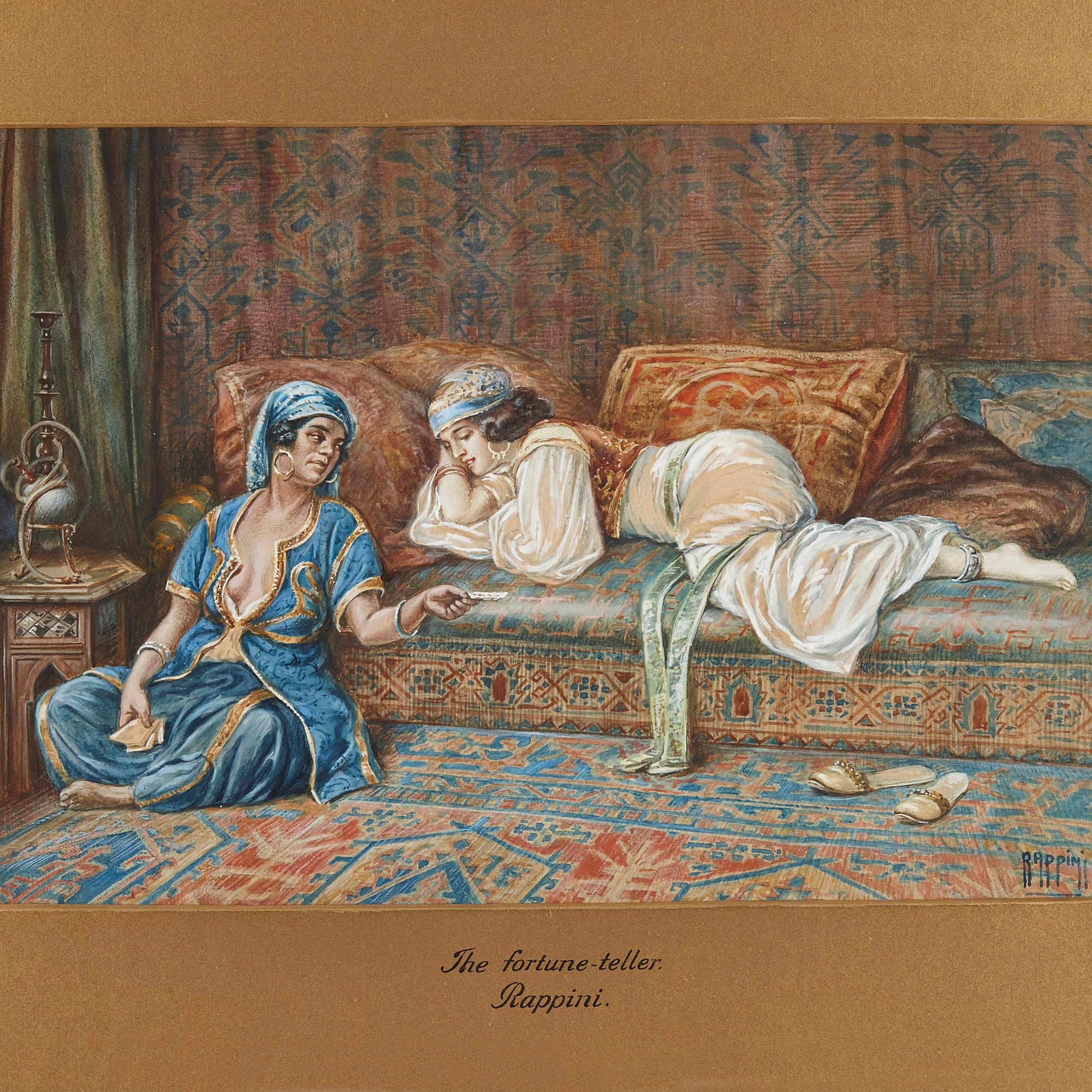 Pair of watercolours of harems by Vittorio Rappini For Sale 2