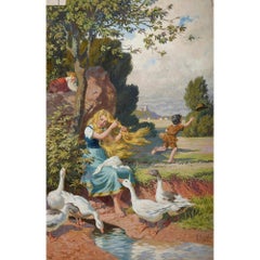 Set of six fairytale themed watercolours by German artist Otto Kubel