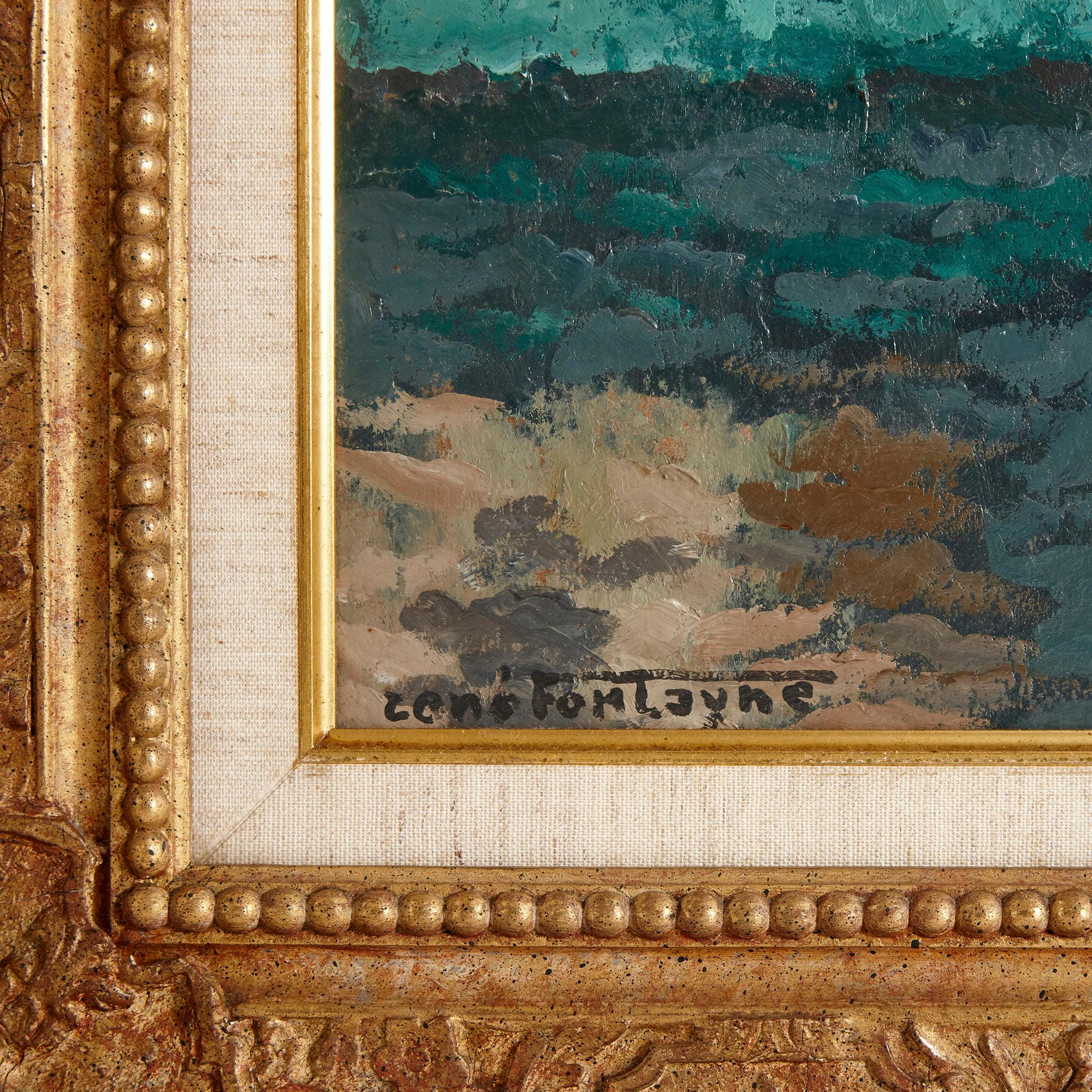 Französisches impressionistisches französisches Gemälde einer Marina-Szene von Ren Fontayne (Impressionismus), Painting, von René Fontayne