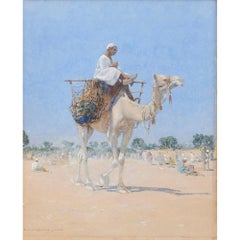 Orientalist Watercolour Painting of a Desert Scene by Alphons Leopold Mielich