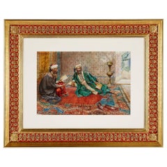 Grande peinture à l'aquarelle représentant des enseignants turcs par A. Rosati