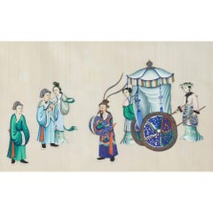 Ten Framed 19th Century Chinese Pith Paintings of Courtly Entertainment