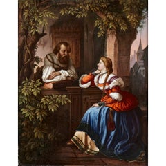 Plaque ancienne en porcelaine allemande signée "Haak"