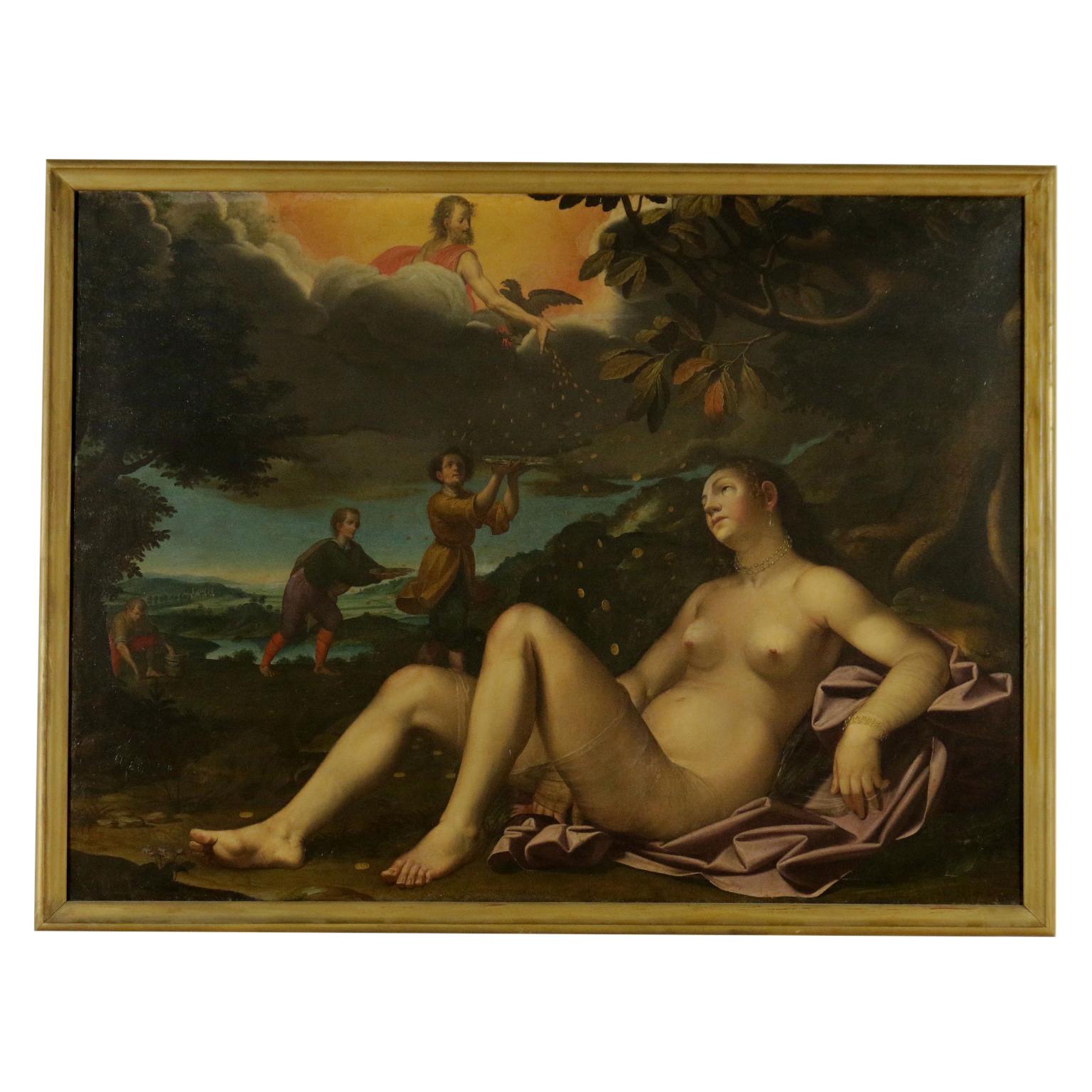 Giovanni Battista Recchi Portrait Painting - Mythological Scene Danae and the Shower of Gold 17th Century