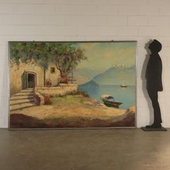 Paysage par Italo Giordani Lac de Como Début du 20e siècle