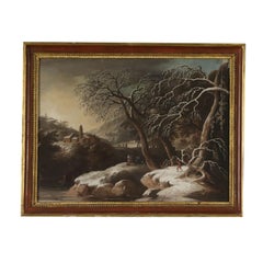 Painting by Luigi Deleidi il Nebbia Winter Landscape 1800s
