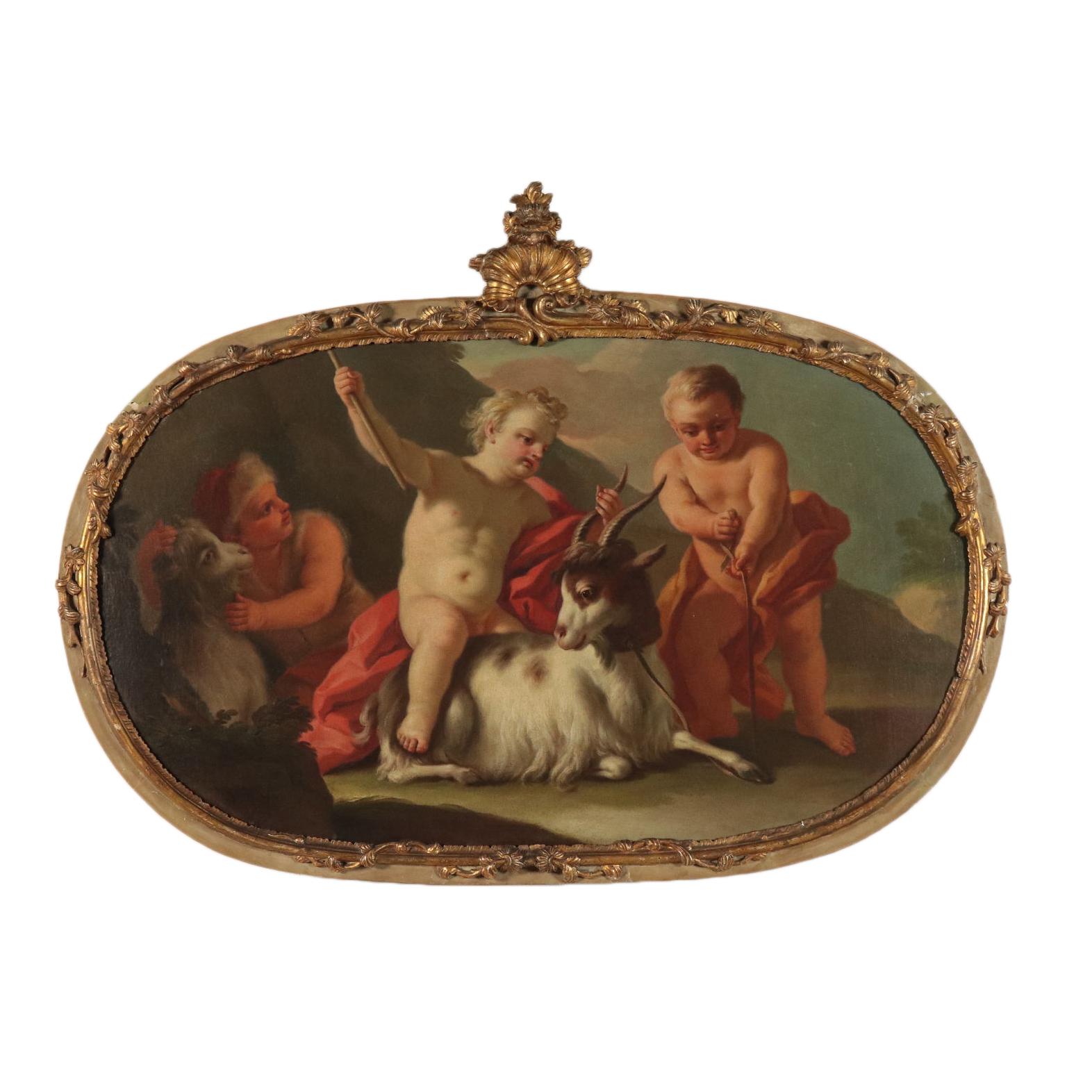 Mario Bardellino Figurative Painting - Allegory of PIetro Bardellino. Allegorica Scene with Putti and Goats, 1780