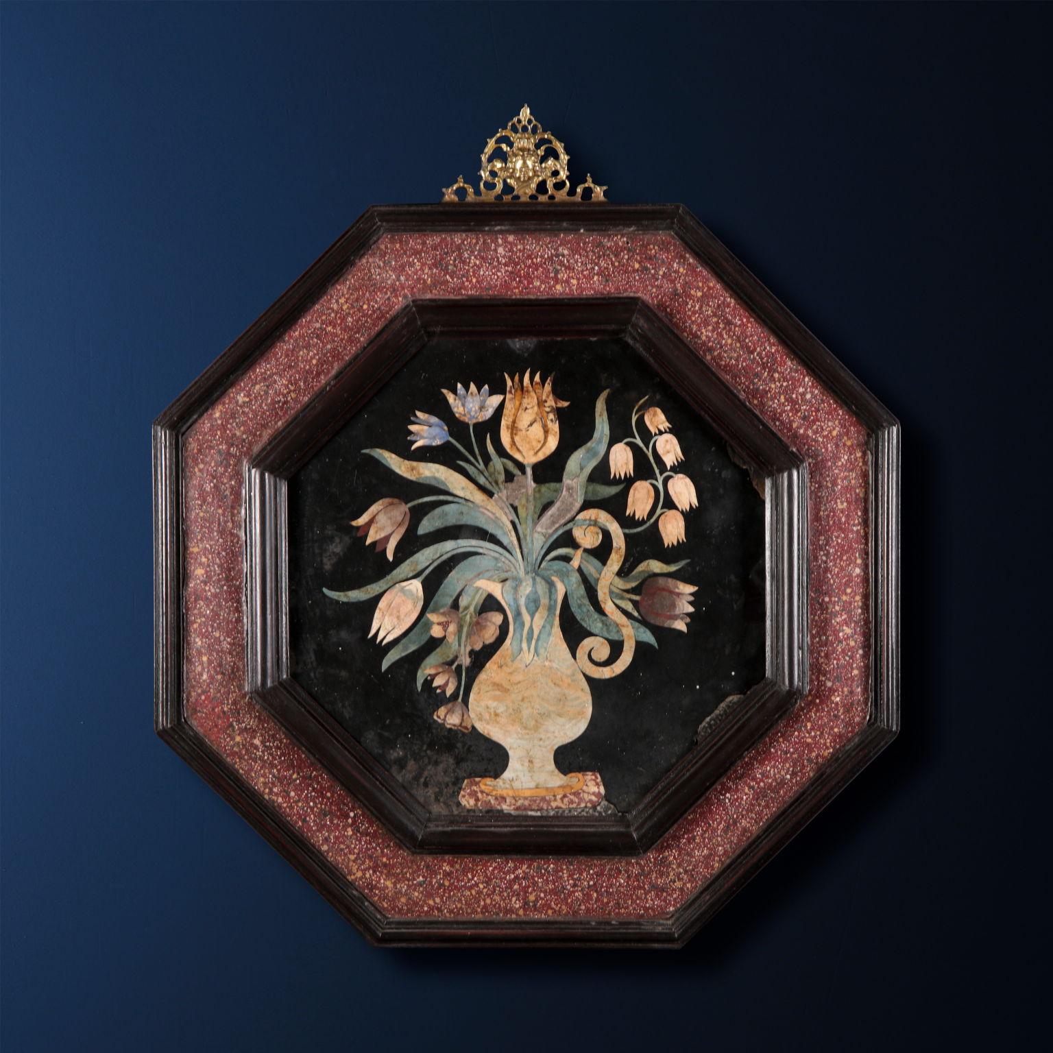Scagliola, Flowers Vase Tuscany, end 17th century. - Art by Unknown