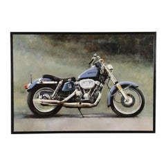 Vintage Luigi Rocca Acrylic On Canvas 20th Century, Harley-Davidson Sportster 900, 1996