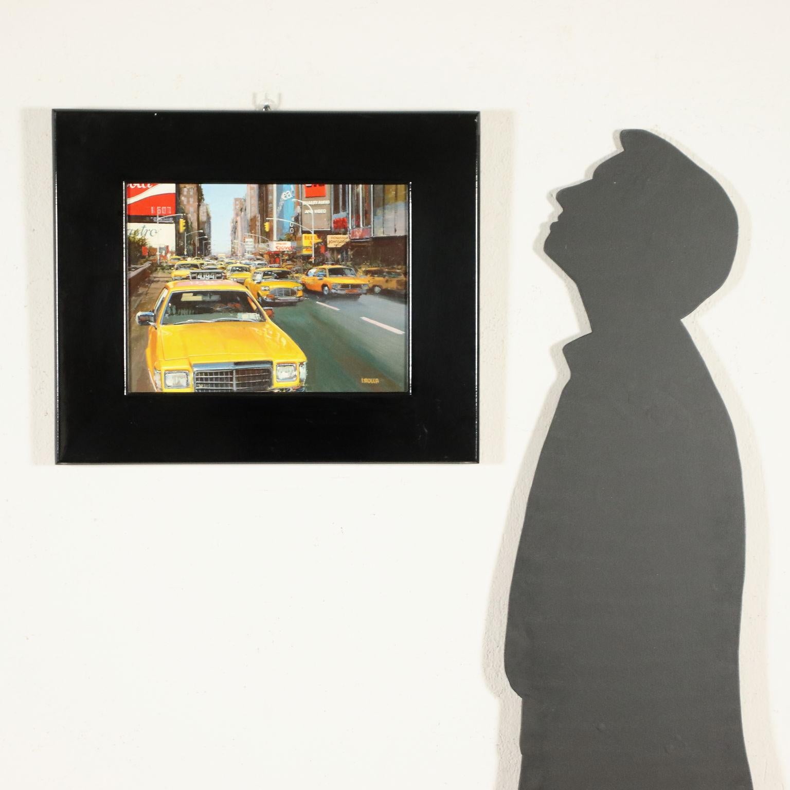 Luigi Rocca  Acrylic On Masonite 20th Century, New York NY Yellow Cab, 1989 1