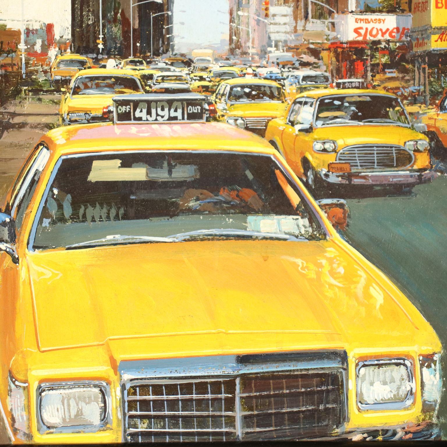Luigi Rocca  Acrylic On Masonite 20th Century, New York NY Yellow Cab, 1989 2