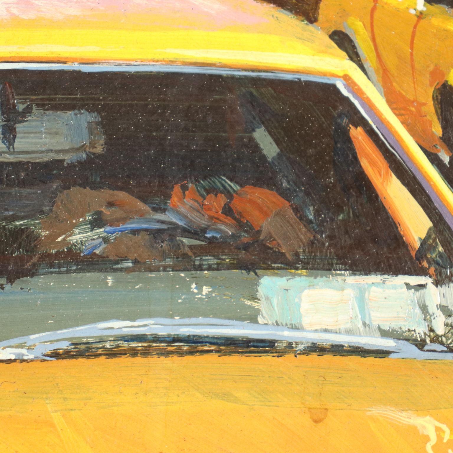 Luigi Rocca  Acrylic On Masonite 20th Century, New York NY Yellow Cab, 1989 3