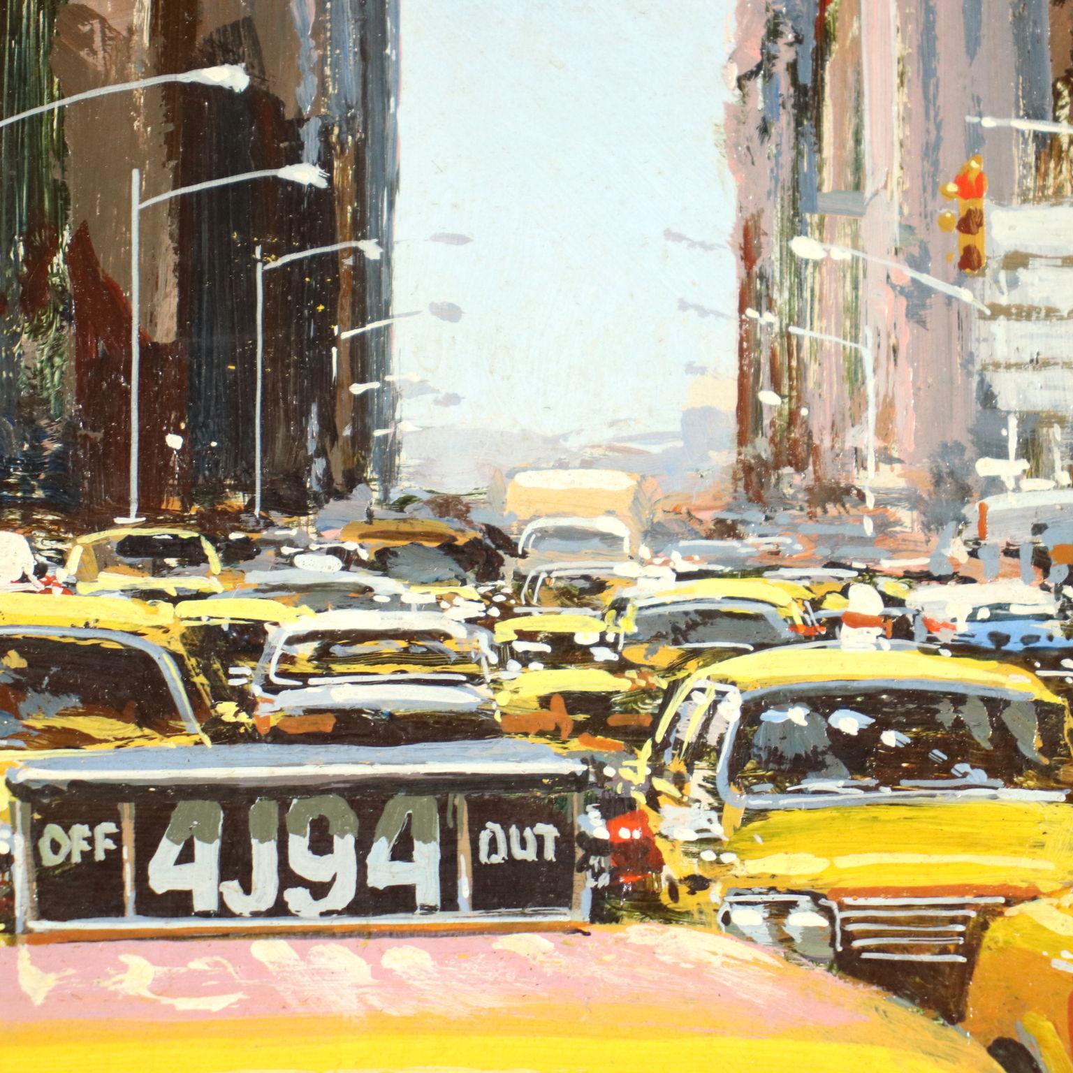 Luigi Rocca  Acrylic On Masonite 20th Century, New York NY Yellow Cab, 1989 4