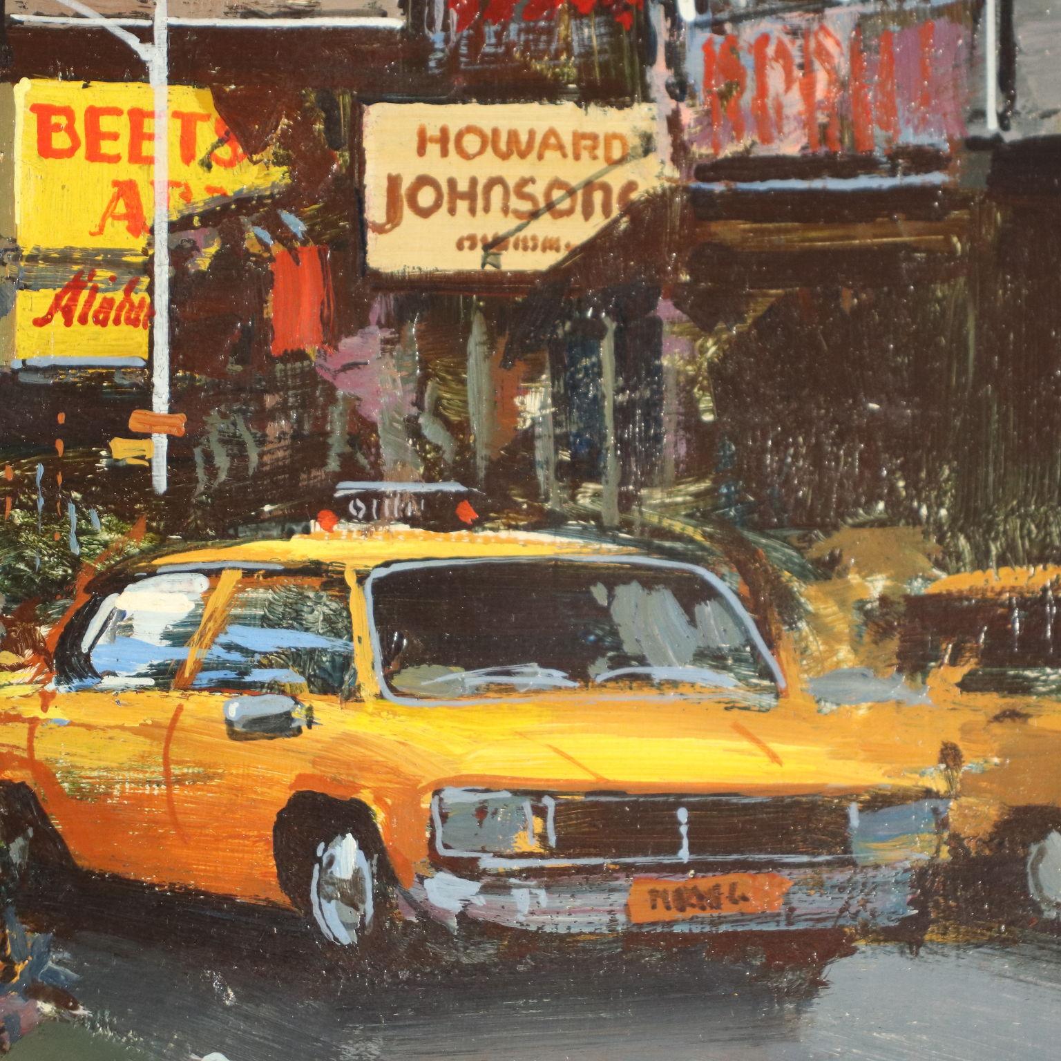 Luigi Rocca  Acrylic On Masonite 20th Century, New York NY Yellow Cab, 1989 5