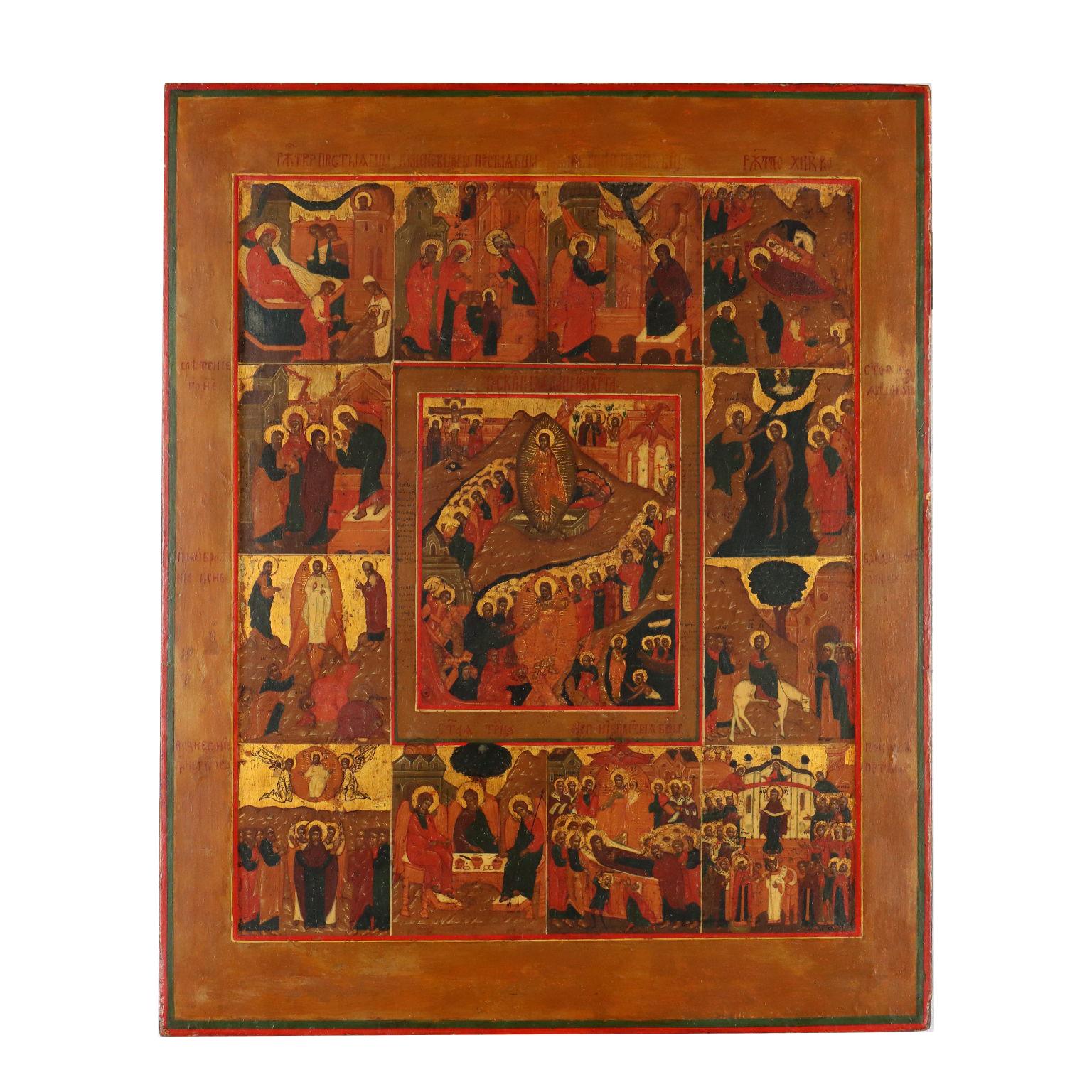 Icon of the Twelve Holidays, XIXth century - Art by Unknown