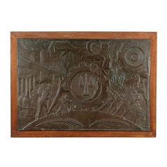 Bas-relief in Embossed Copper with Allegory of the History of Man, 1950s-1960s