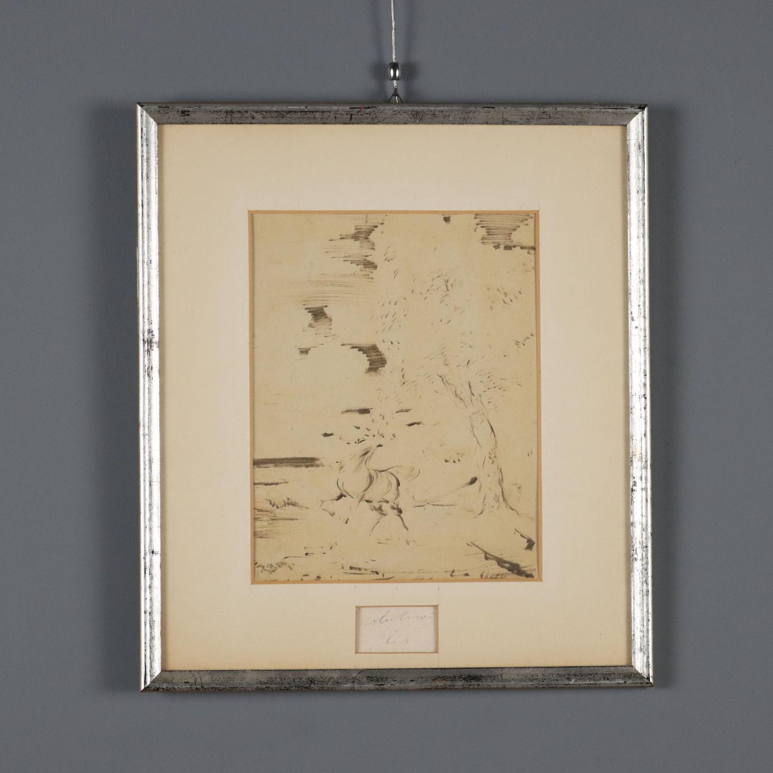 Animal Art Aligi Sassu - Cheval dans le paysage des années 1950