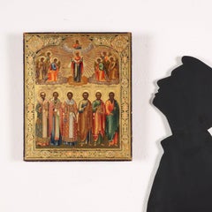 Orthodox Icon with Riza Tempera on Wood Greece XVIII-XIX Century