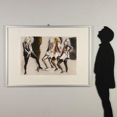 Gravure sur papier de R. Guttuso, Italie, 1986, Quatre femmes