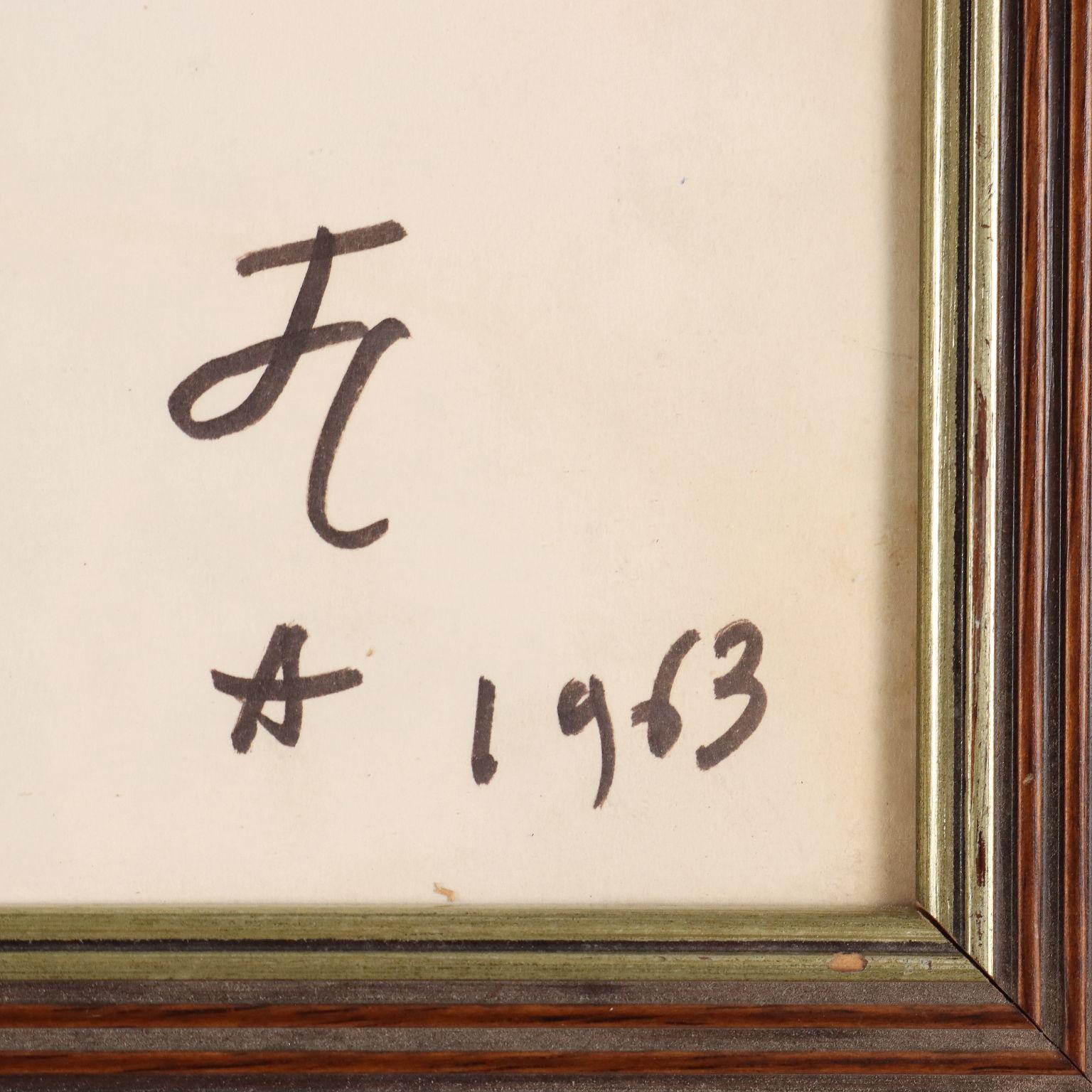Zeichnung von Jean Cocteau Vis à Vis 1963 6