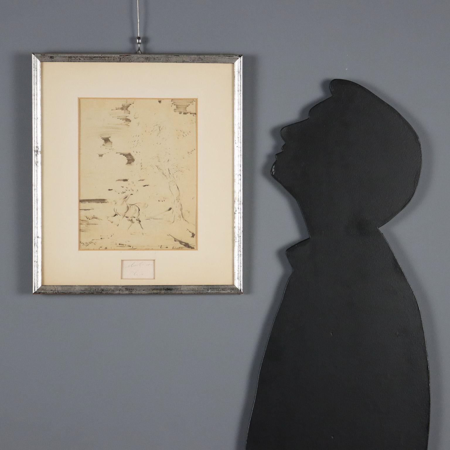 Cheval dans le paysage des années 1950 - Art de Aligi Sassu