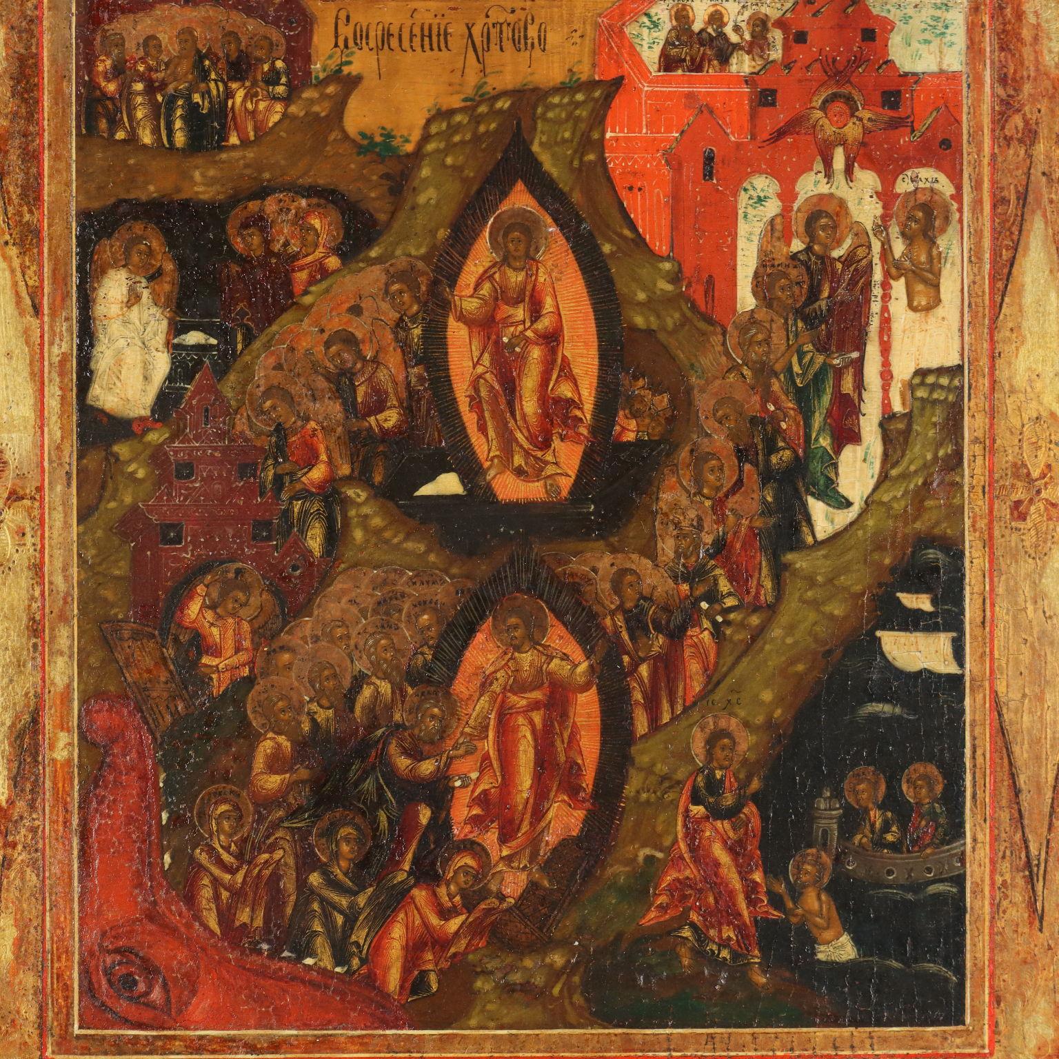Icon of the Sixteen Holidays, XIX century - Other Art Style Art by Unknown