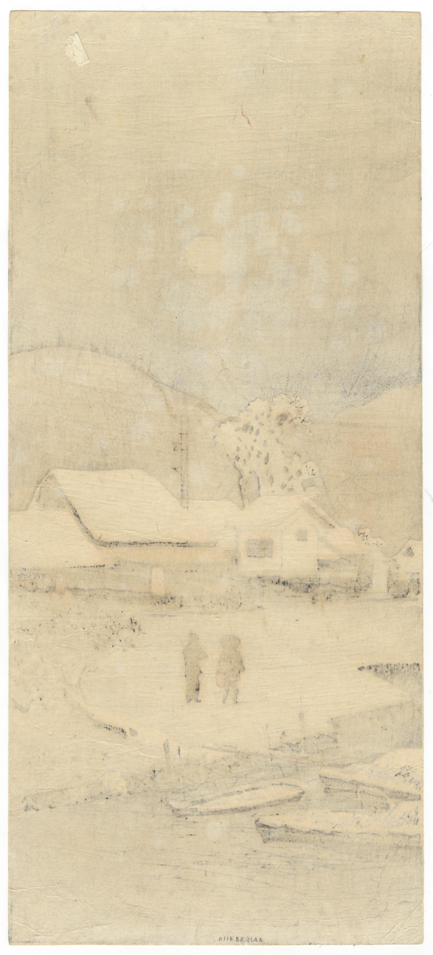 Shotei Takahashi, Schnee, Landschaft, Shin-Hanga, Original japanischer Holzschnitt 1