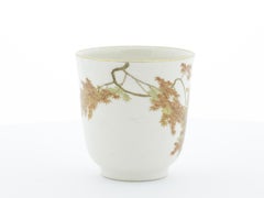 Japanese Teacup, Satsuma Ceramics by Yabu Meizan Gilded Red Maple, Crackle Glaze