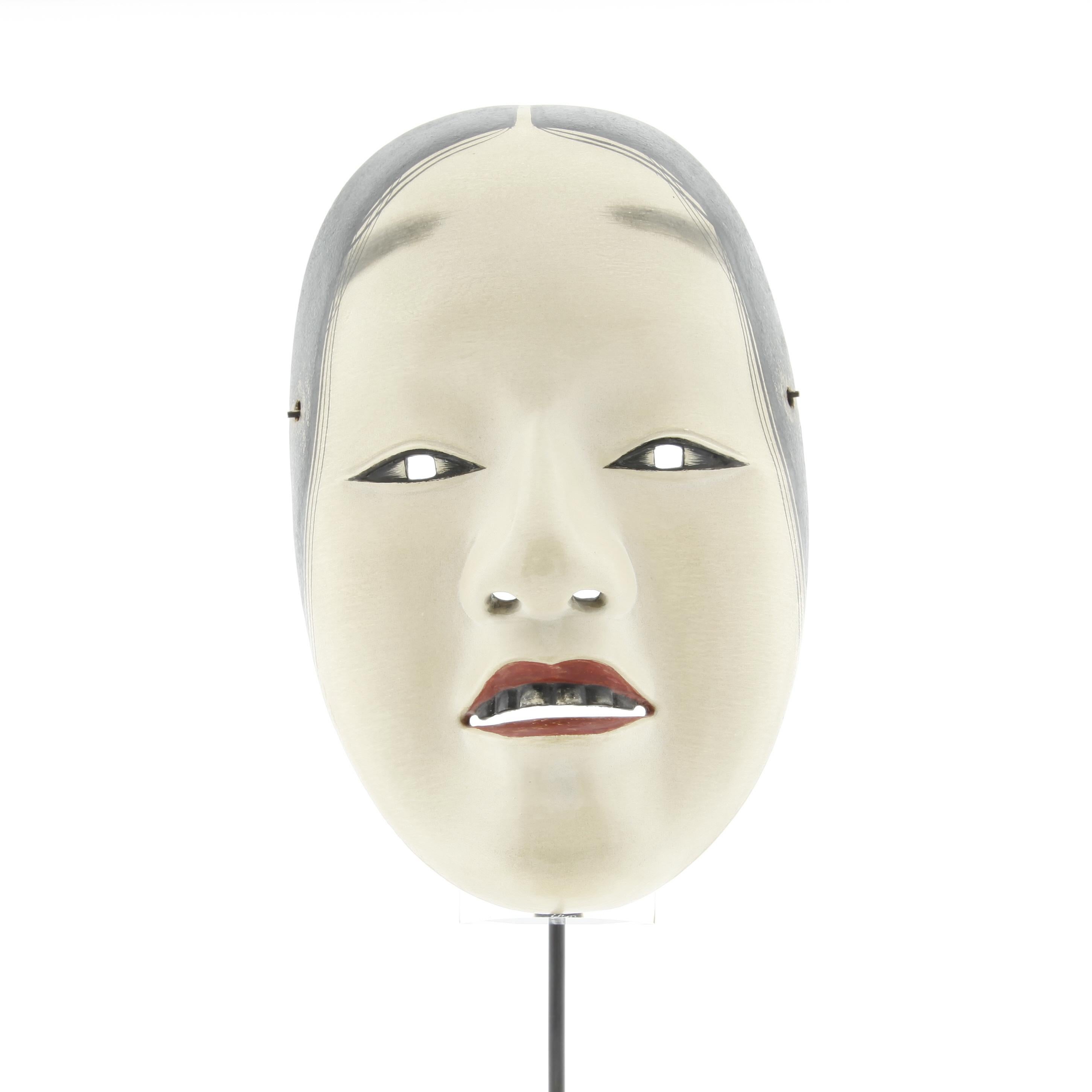 Noh Mask of a Young Girl, Japanese Classical Theatre, 20th Century, Woodcraft - Mixed Media Art by Unknown