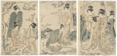 Antique Choki Eishosai, Parody, Kimono, Courtesan, Japanese Woodblock Print, Edo Period