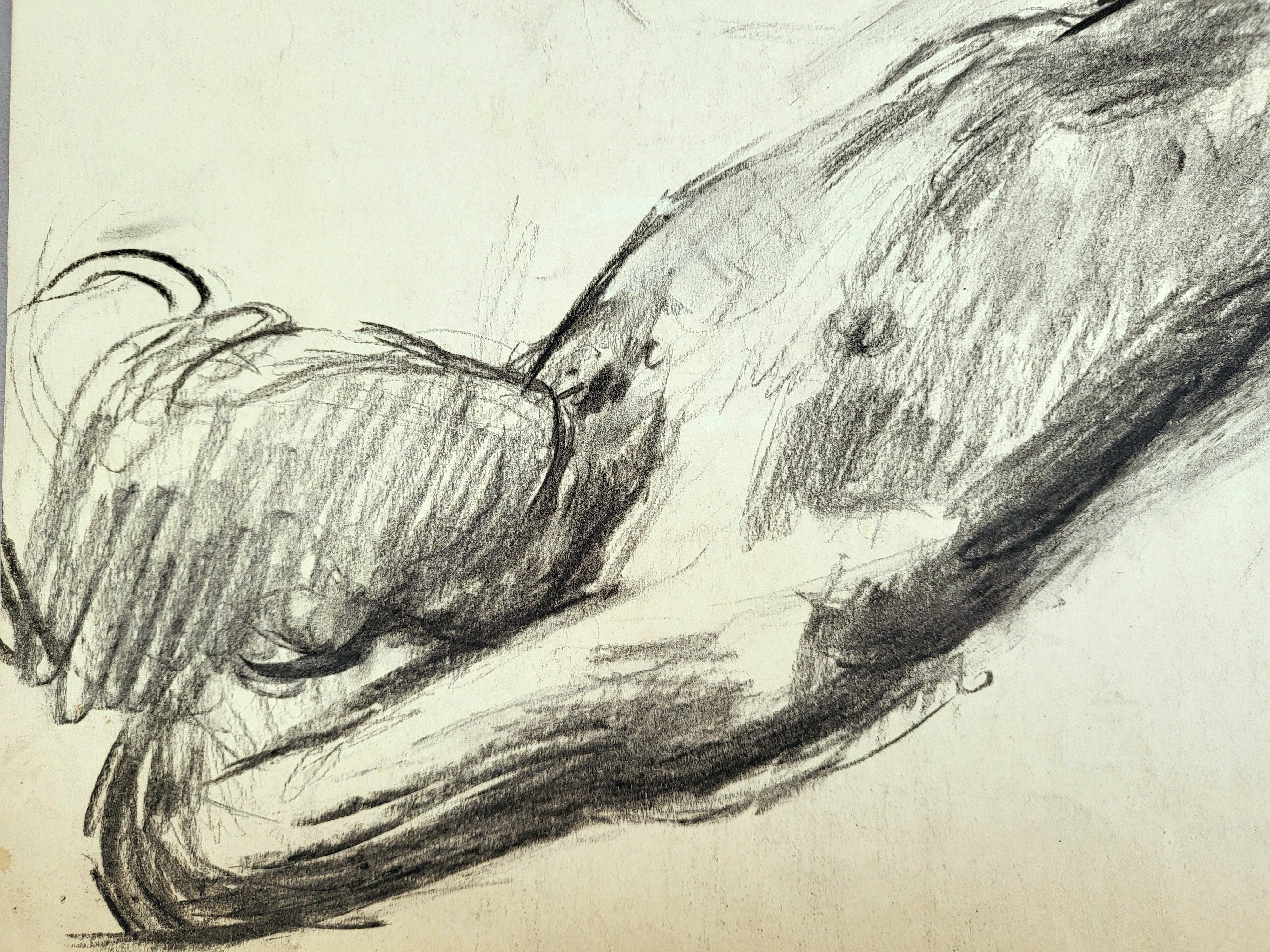 Man Lying on His Back - Beige Nude by Duncan Grant