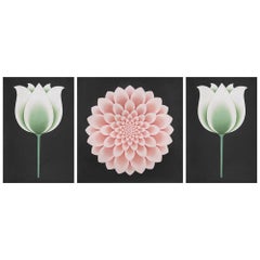 Lotus flower miniature painting on handmade paper, framed 