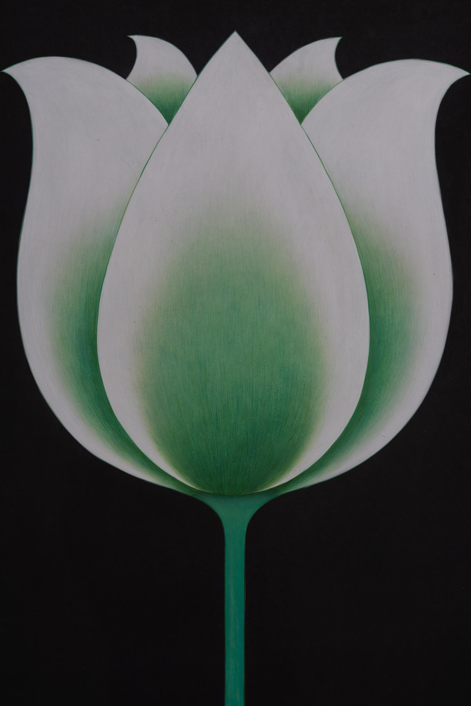 Lotus flower miniature painting on handmade paper, framed  - Contemporary Art by Olivia Fraser