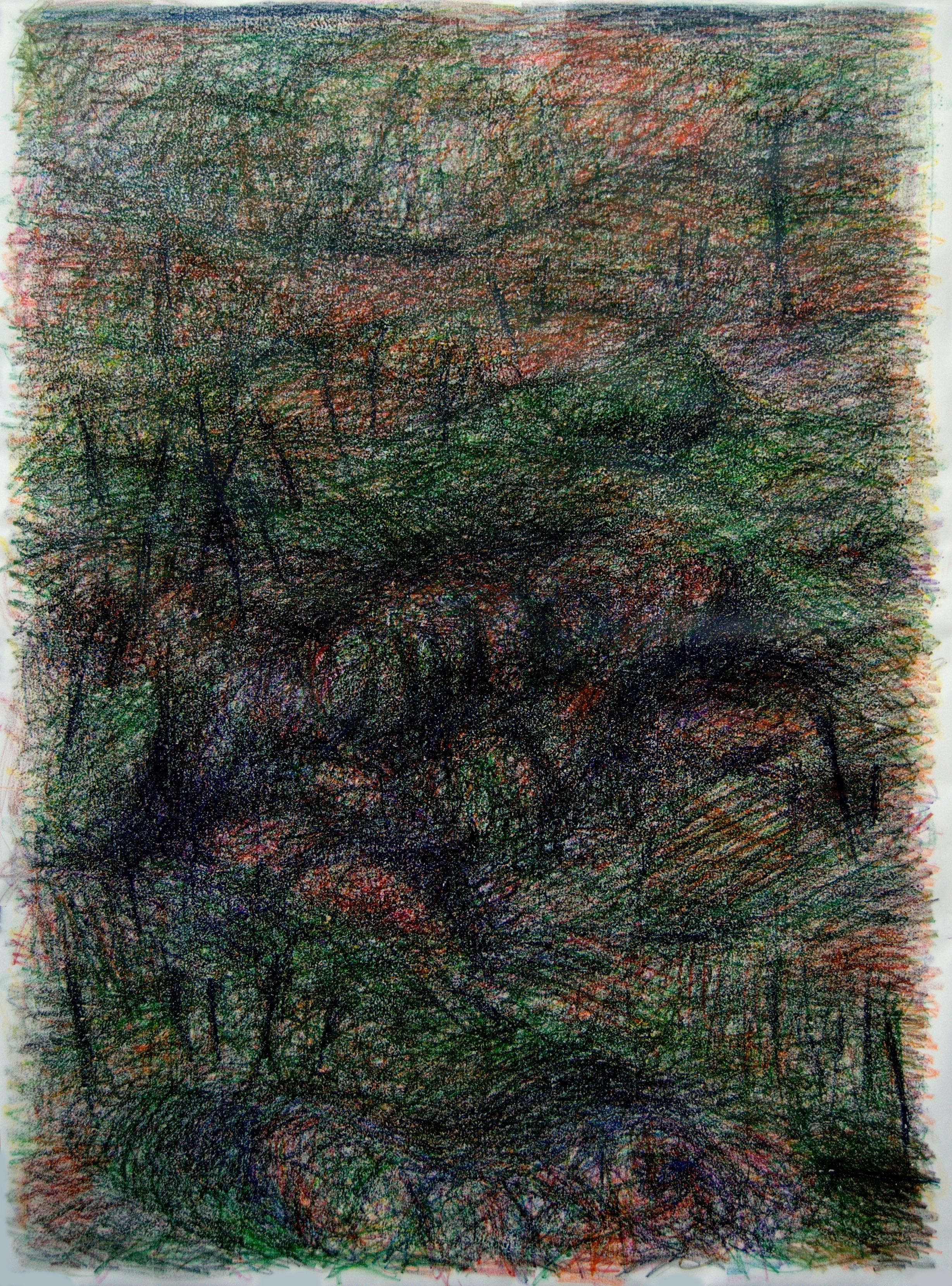Untitled 03 - Abstract Drawing on Canvas, Green, Contemporary, Gestural
