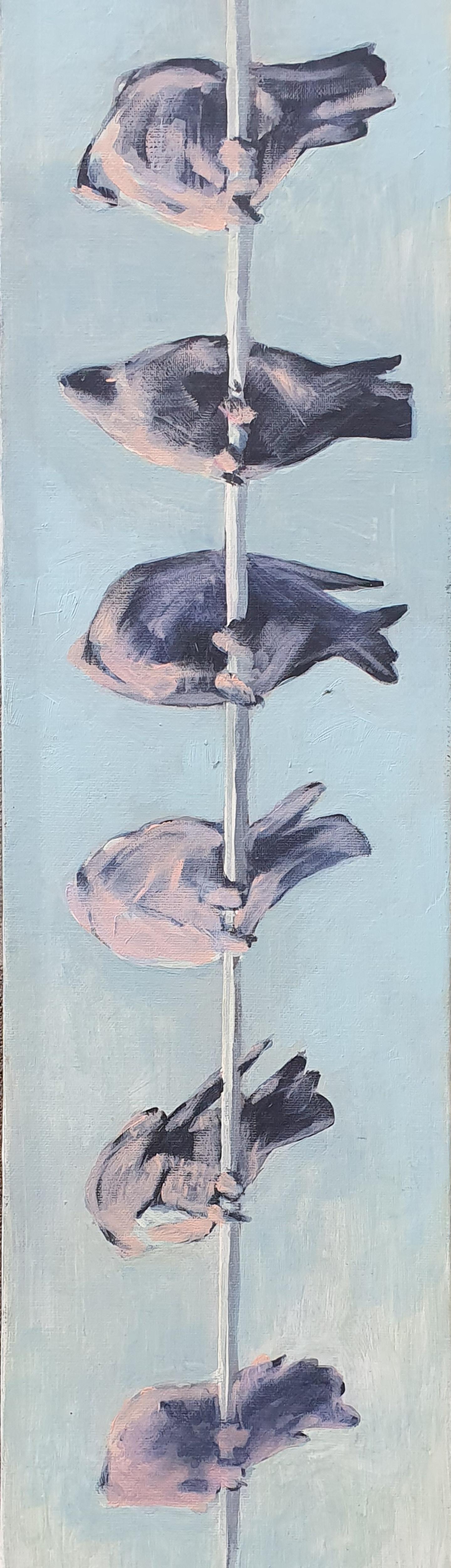 Uccelli - Contemporaneo, Blu, 21° secolo, Pittura figurativa