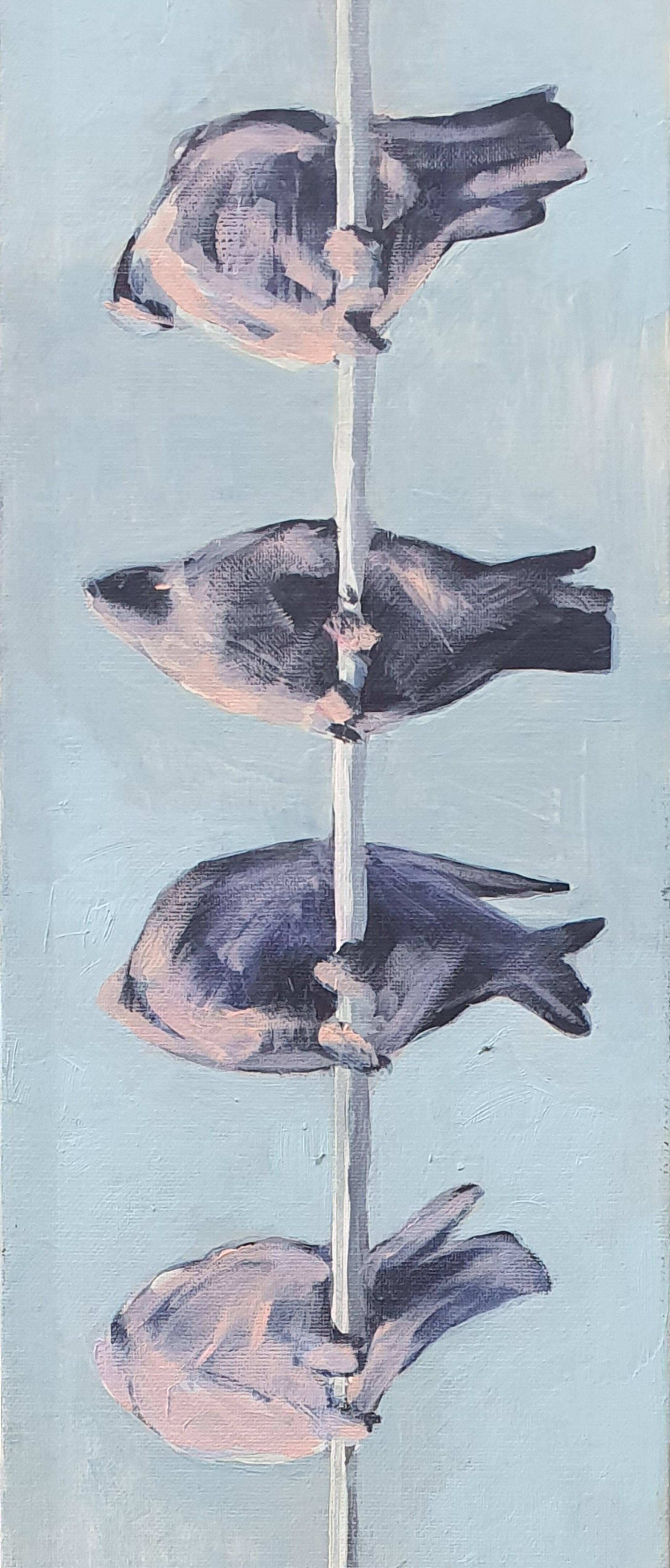 Uccelli - Contemporaneo, Blu, 21° secolo, Pittura figurativa - Painting Fotorealista di Traian Boldea