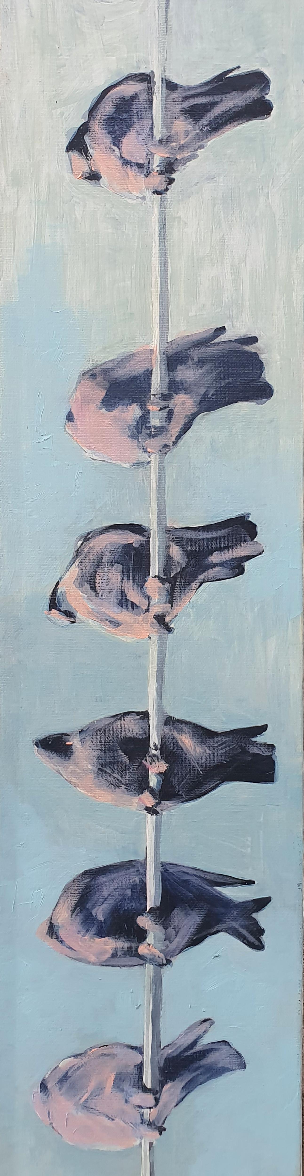 Uccelli - Contemporaneo, Blu, 21° secolo, Pittura figurativa - Painting di Traian Boldea