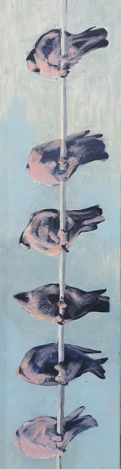 Oiseaux - Contemporain, Bleu, 21e Siècle, Peinture Figurative
